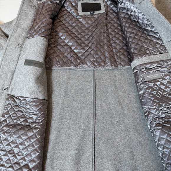 Michael Kors Pea Coat Gray Wool Blend Mens Medium Button Up Winer Preppy - Picture 2 of 9